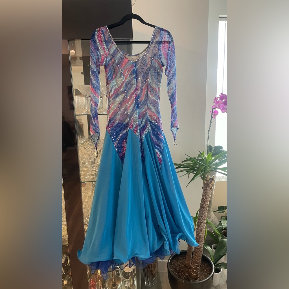 Vibrant Multicolor Ballroom Dance Dress - Picture 2 of 16